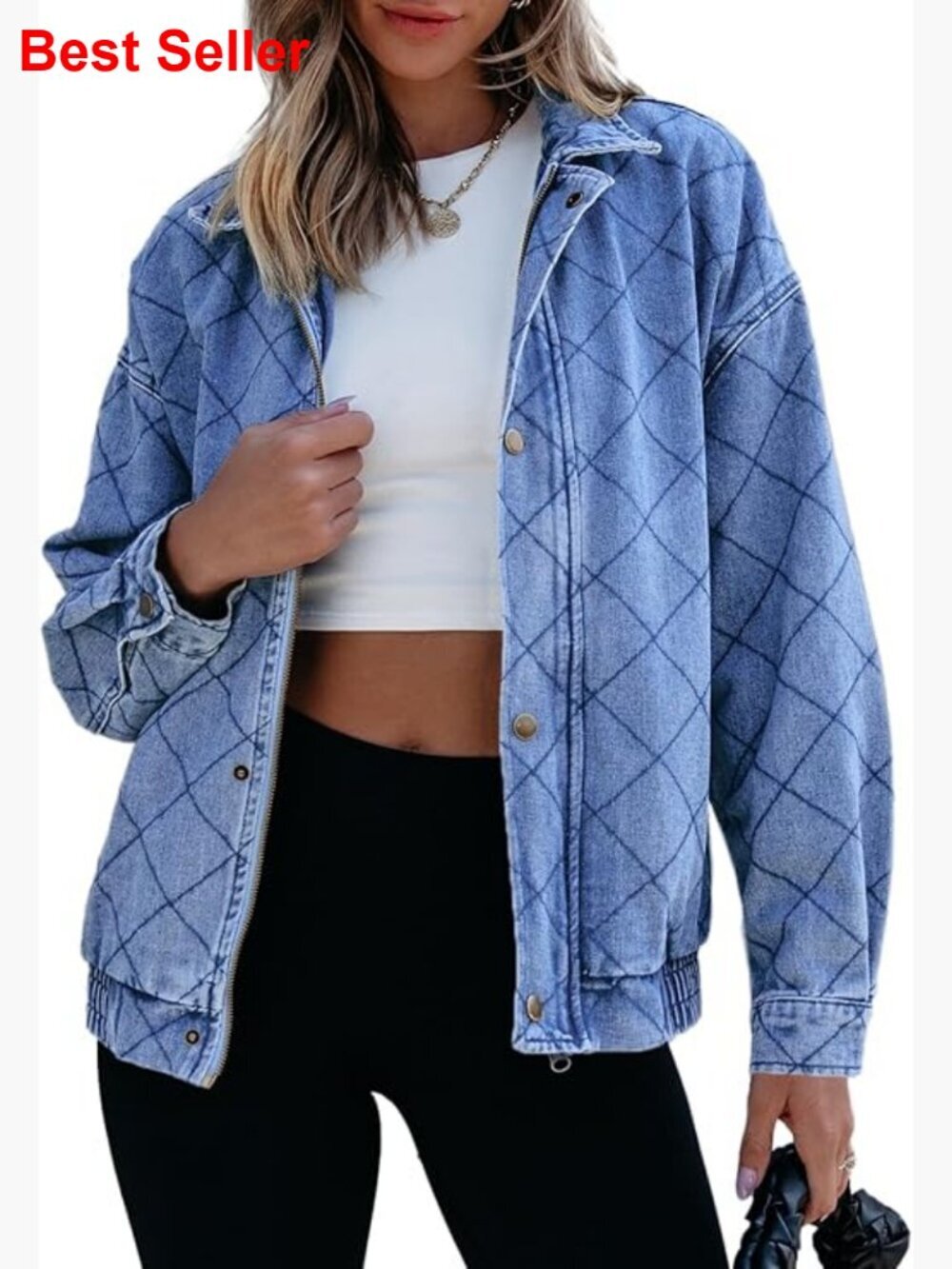 Women's Denim Jacket Long Sleeve Oversized Shacket Coat Spring Outfits